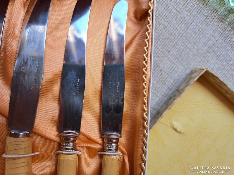 Beautiful knives with bamboo handles are kitchen accessories