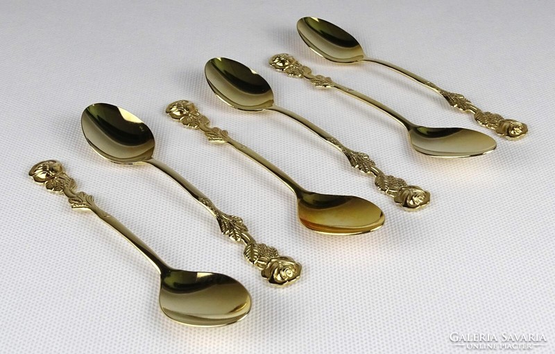 1M762 old gold colored decorative spoon set 6 pieces
