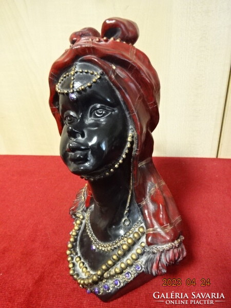 African female head with jewelry, height 20 cm. Jokai.