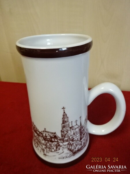 Holóház porcelain beer mug with a view of Buda Castle. Jokai.