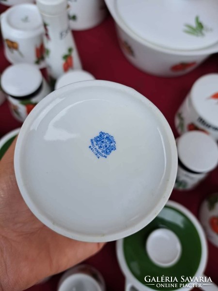 Gyönyörű zöldséges Gerold porcelán fűszertartó fűszeresek tojástartó edény levesescsésze