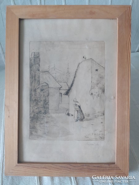 Tabán 1930 rare, collector's, signed, in a new frame, 33 x 24 cm