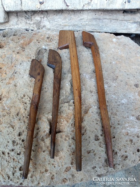 Old wooden tools for textile processing