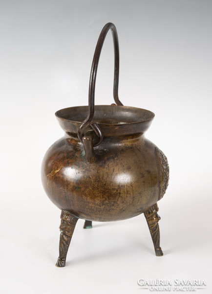 Bronze three-legged apothecary pot (cauldron)