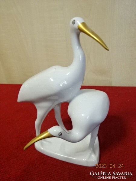 Ravenclaw porcelain figure, pair of herons with golden beaks, height 12.5 cm. Jokai.