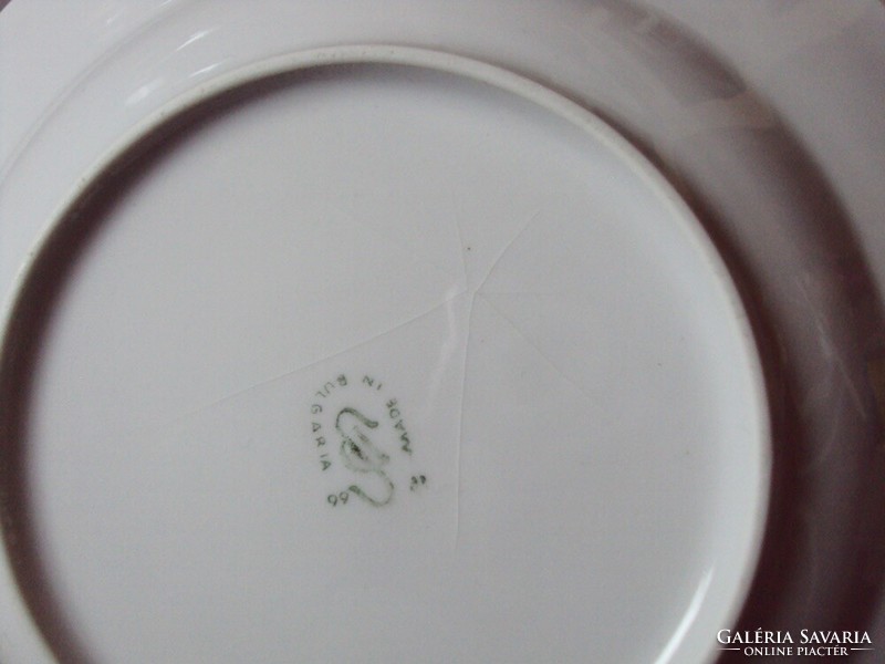 Retro old porcelain deep plate with flower pattern, 4 sd marks, Bulgaria, Bulgarian production