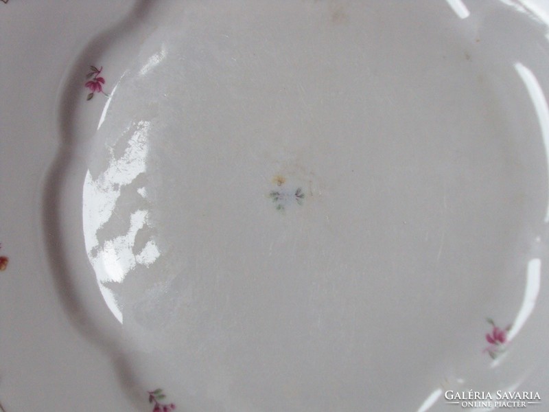 Retro old porcelain flat plate with flower pattern 4 Zsolnay porcelain pécs