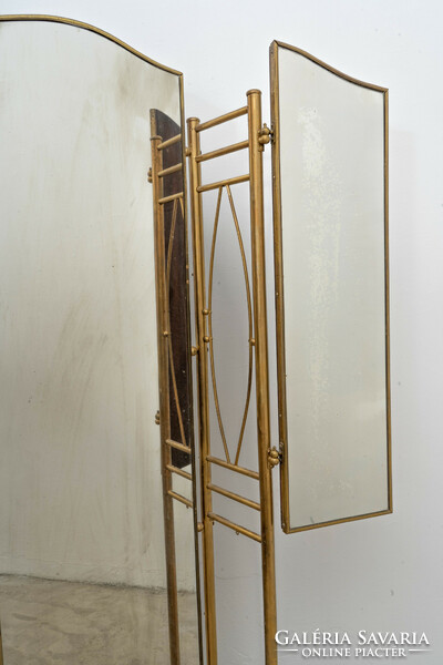 Art nouveau free-standing mirror with side wings that can be opened