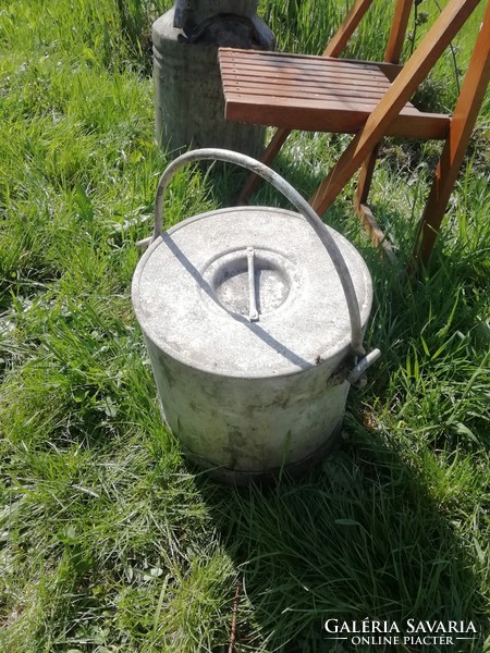 Antique military double-walled cooking pot with a large roof
