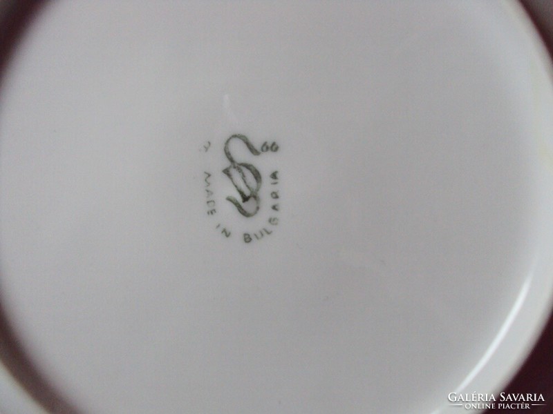 Retro régi porcelán mély tányér virág mintás 4 db SD jelzés, Bulgária bolgár gyártmány