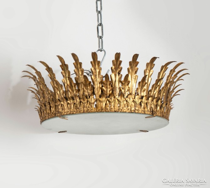Sun-shaped chandelier / ceiling chandelier with gilded bronze frame