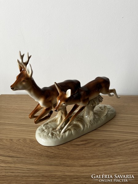 Royal dux deer couple porcelain