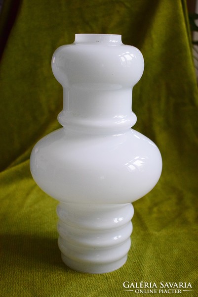 White milk glass opal strange shape lampshade, lamp, design lampshade mid-century retro vintage 16.5 x28 cm