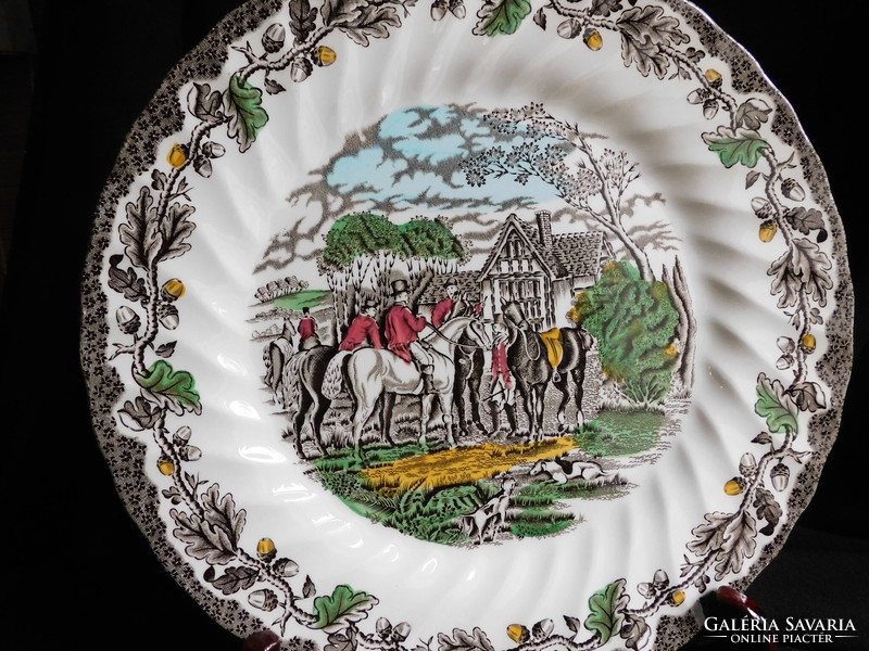 Myotts country life hunting scene plate with acorn border 25c,