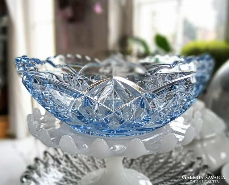 Blue glass bowl 22x7cm