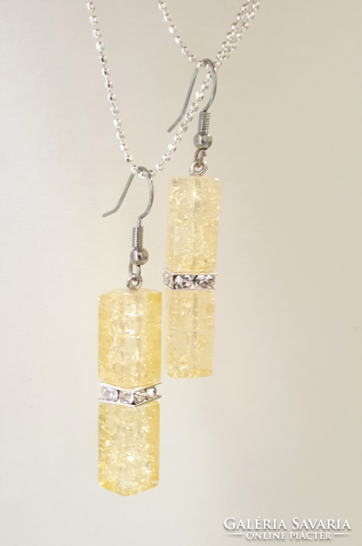 Cracked glass necklace and earrings set