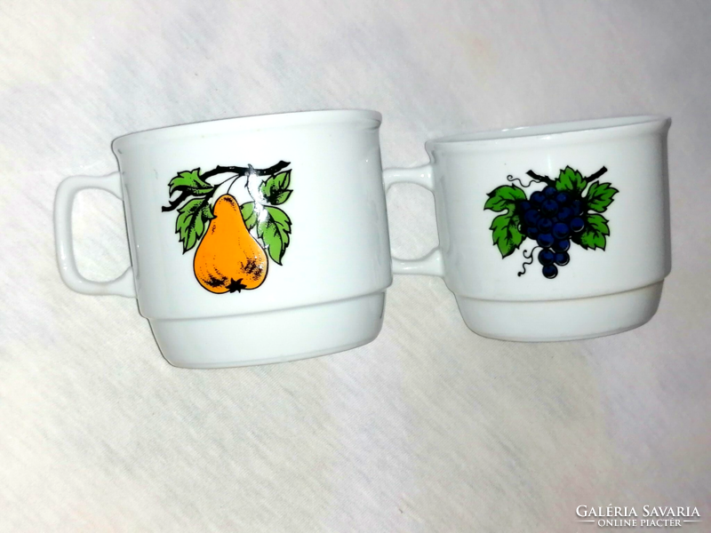 Zsolnay retro cup and mug with fruit pattern
