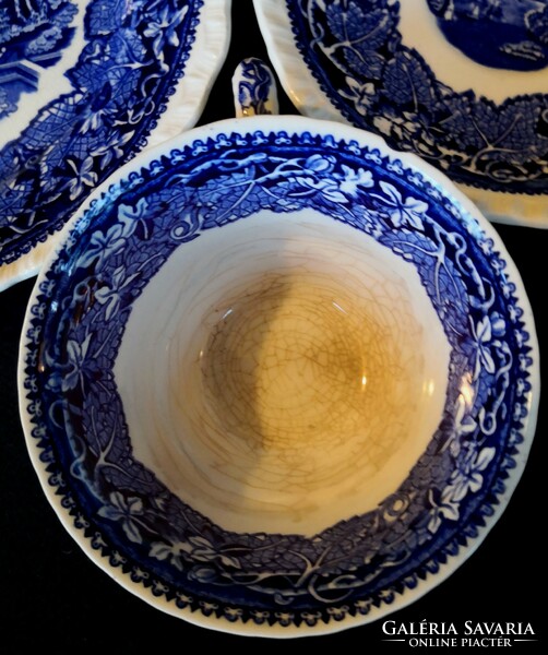 Dt/192. Mason's vista blue tea set with dessert plate (trio)