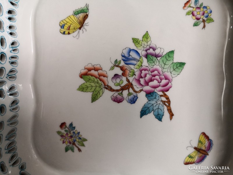 Beautiful Herend, square bowl, centerpiece, Victoria, Victoria pattern