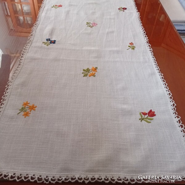 Embroidered Linen Table Runner/Drapery, 185! X 45 cm
