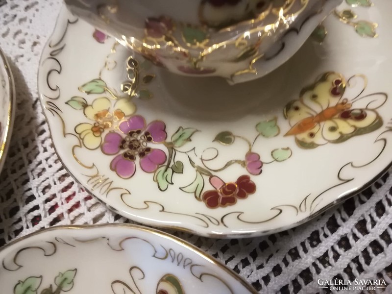 Zsolnay porcelán pillangó mintás kávés készlet