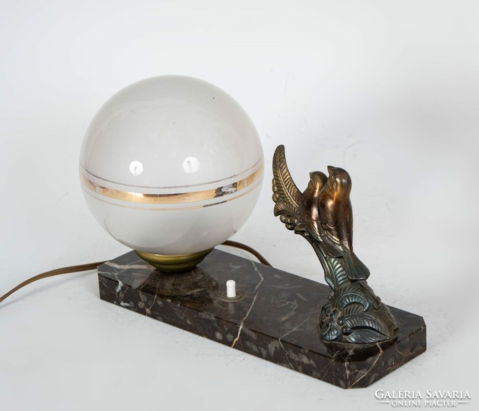 Art deco style table lamp with bird figures