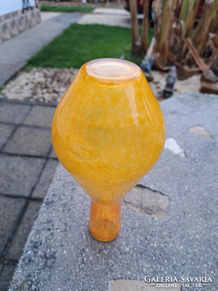 Narancssárga repesztett Fátyolüveg fátyol karcagi berekfürdői üveg váza Gyűjtői