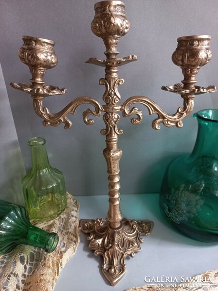 3 Branch copper (cast) candle holder 2 pcs