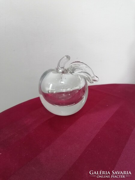 Levélnehezék - üveg alma, íróasztal dísze