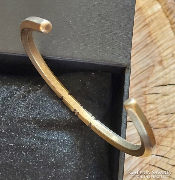 Engraved brass open bangle