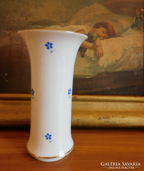 Herendi váza apró kék virágokkal - 11.7 cm