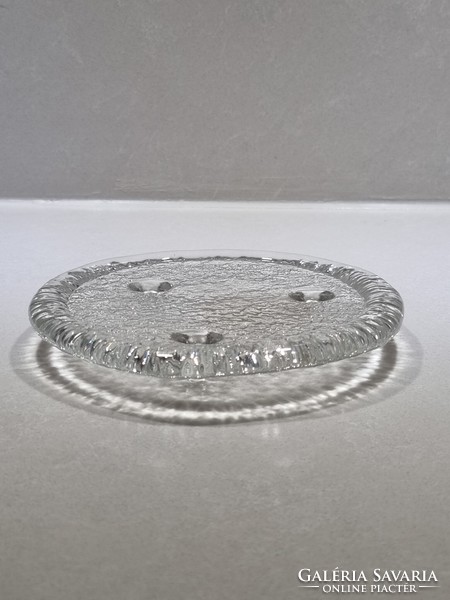 Scandinavian ice glass candle holder on small legs - 15 cm