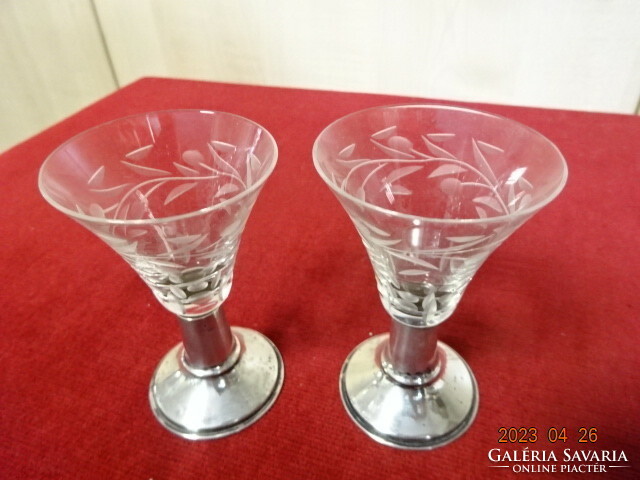 Liquor glass with a silver-plated base, two pieces. Jokai.
