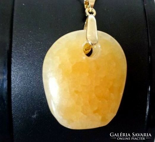 Orange calcite pendant and chain