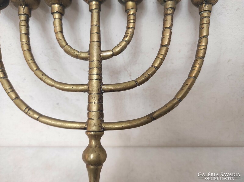 Antique menorah patinated Jewish candle holder Judaica 7 branch menorah 438 7369