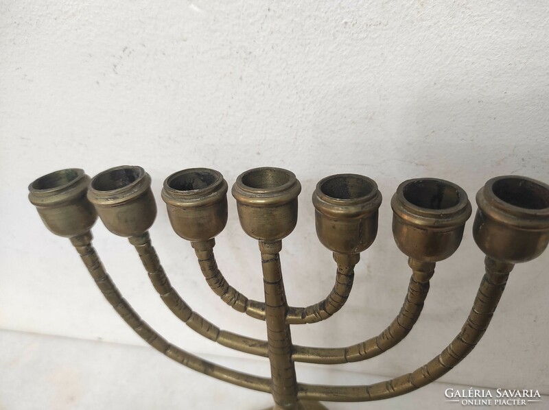Antique menorah patinated Jewish candle holder Judaica 7 branch menorah 438 7369