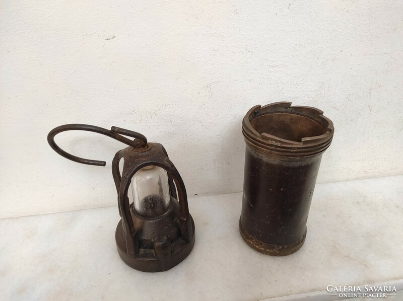 Antique miner's tool trencher bacter railway carbide lamp 444 7361