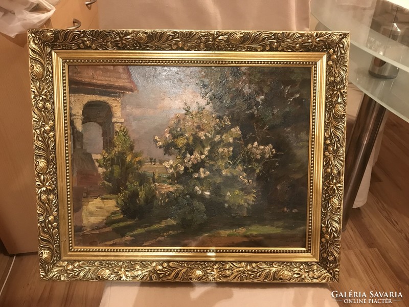 Sándor Szűts: manor park oil painting