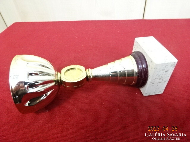 Gilded cup on a marble base, height 20 cm. Jokai.