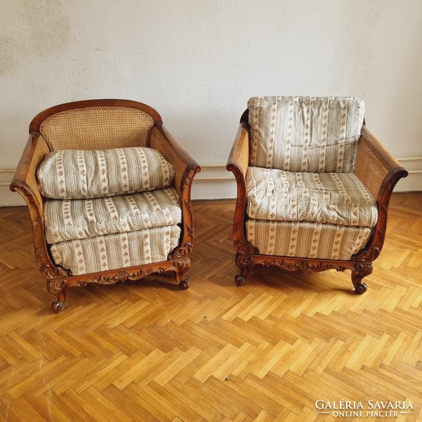 2 db bécsi barokk antik nádfonatos fotel, hibátlan fonattal