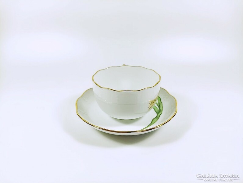 Herend, tea cup and saucer with cornflower pattern, hand-painted porcelain, flawless! (B131)