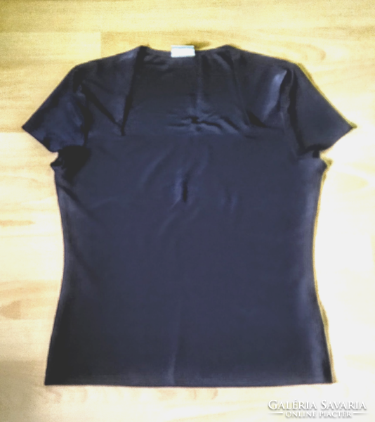 Calico dark blue (almost black) square neckline blouse 12/40