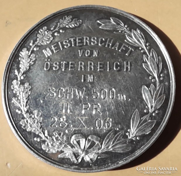 Austria swimming championship medal 1906. Ag silver 14.75 g. 33mm. There is mail!