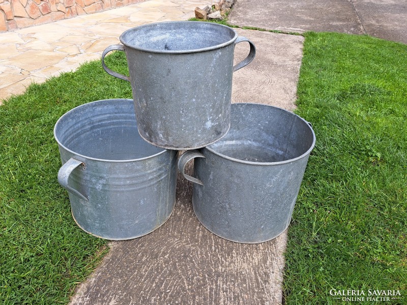 Tin galvanized washing pot, pot, village rustic decoration