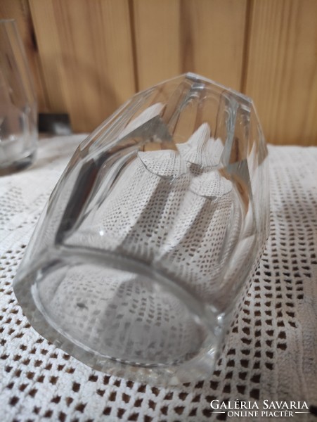 Különleges csiszolású antik üveg art deco vizes pohár szett 5 db