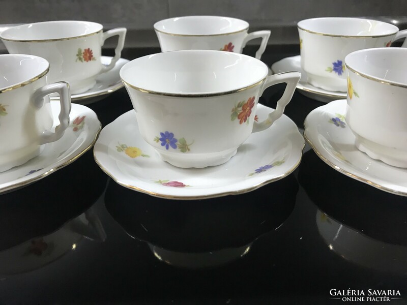 Zsolnay porcelán mokkás csészék apró virágokkal