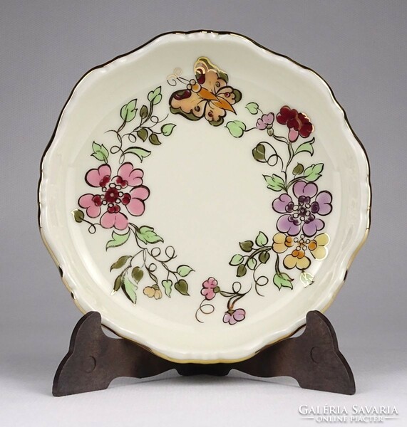 1M863 butterfly zsolnay butter colored porcelain bowl ashtray 12.5 Cm