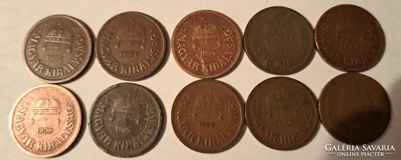 Horthy 1 penny, Kingdom of Hungary, bronze, 2 penny collection.