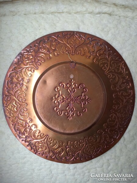 Vörösréz perzsa mintás fali tányér