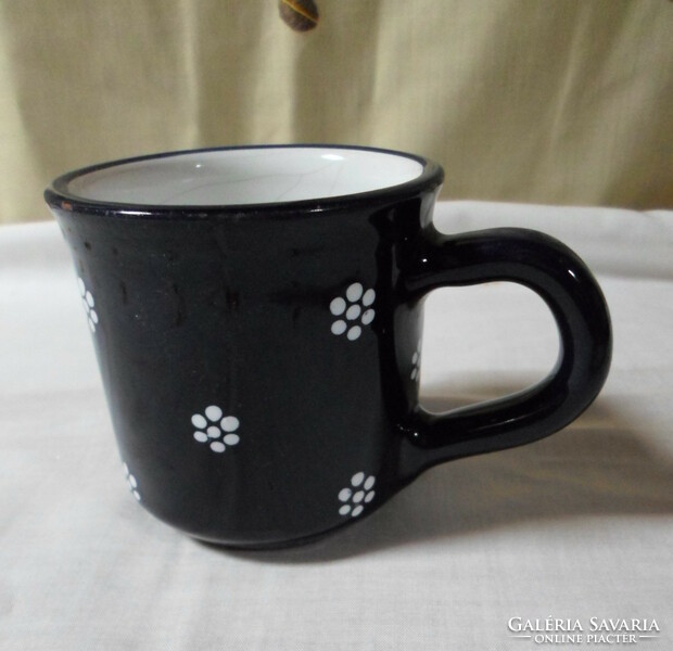 Blue ceramic mug (stylized flower pattern)